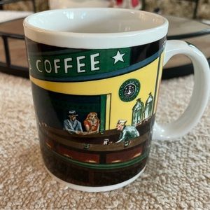 Vintage Starbucks Coffee Mug Cup Nighthawks D Burrows Chaleur Edward Hop…
